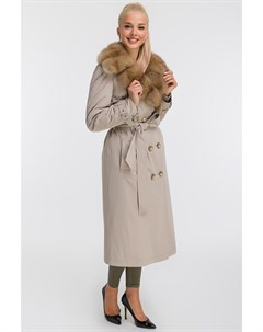 Длинное женское стильное пальто на меху куницы Палето