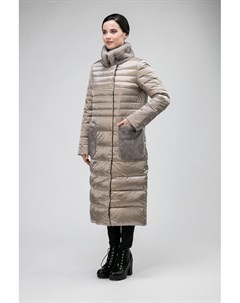 Модное длинное пуховое пальто без капюшона Албана