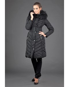 Приталенное итальянское болоневое пальто с мехом Flo-clo