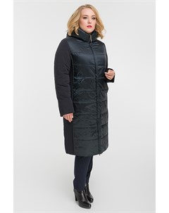 Стеганое женское пальто с капюшоном на большой размер Garioldi