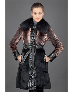 Женское меховое пальто FLO_CLO с лаковой кожей Flo-clo