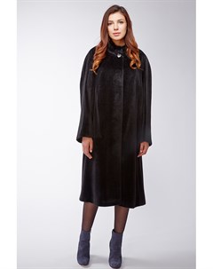 Длинное женское пальто из сури альпака на большой размер Leoni bourget