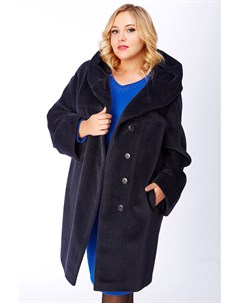 Пальто с капюшоном из альпака на большой размер Leoni bourget