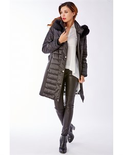Женское прямое стеганое пальто с натуральным мехом Laura bianca