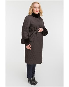 Стильное стеганое пальто осень зима с норкой Албана