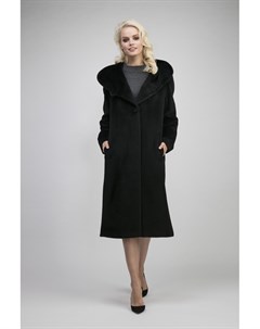 Длинное прямое пальто из альпака с капюшоном Elisabetta