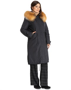Женское утепленное пальто с мехом лисы Албана