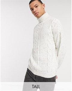 Белый свитер с узором косичка Tall Asos design