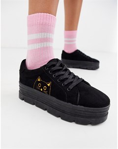 Черные кроссовки с отделкой в виде кота Koi Michi Koi footwear