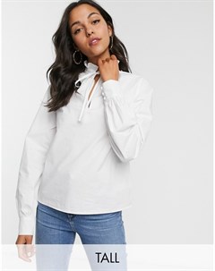 Белая блузка с высоким воротом Fashion union tall