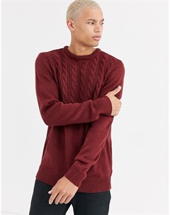 Бордовый свитер с отделкой узором в косичку Tall Another influence