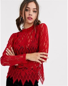 Красная полупрозрачная кружевная блузка Morgan