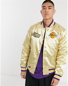 Золотистая атласная куртка NBA LA Lakers Championship Game Mitchell and ness