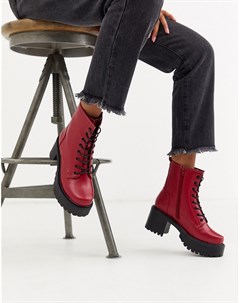 Красные высокие ботинки из искусственной кожи на шнуровке Koi footwear