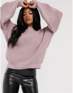 Розовый свободный свитер с пышными рукавами x Billie Faiers In the style