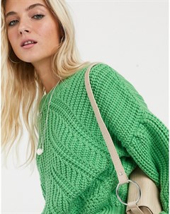 Зеленый свитер с объемными рукавами Topshop