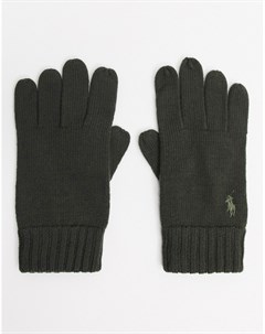 Оливковые шерстяные перчатки с логотипом Polo ralph lauren
