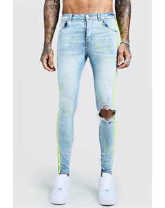Супер скинни джинсы с нарисованными полосками по бокам Boohoo