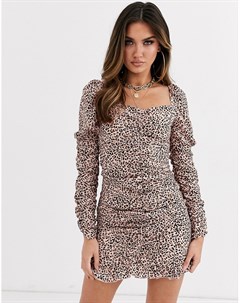 Розовое платье мини с квадратным вырезом и леопардовым принтом Love & other things