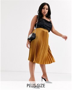 Золотистая юбка миди с завышенной талией Koco & k plus