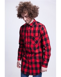 Рубашка Side Zip Long Checked Flanell Shirt Black Red S Urban classics