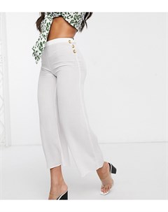 Белые фактурные пляжные брюки с пуговицами по бокам эксклюзивно от Akasa