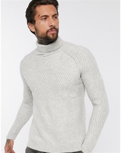 Кремовый вязаный свитер с узором косичка Bershka