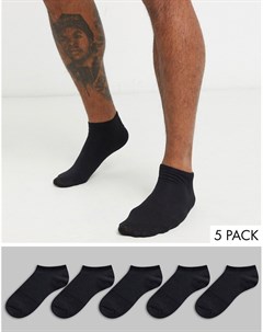 5 пар черных спортивных носков New look