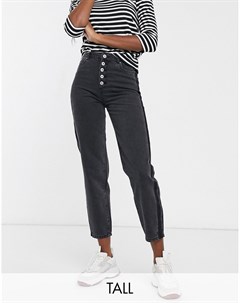 Черные джинсы в винтажном стиле на пуговицах Only tall