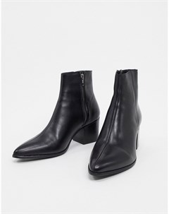 Черные кожаные ботинки челси с острым носом Asos design
