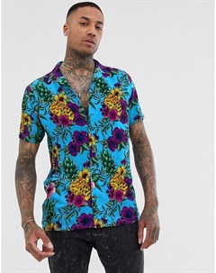 Рубашка с тропическим принтом и воротником в виде лацканов Urban threads