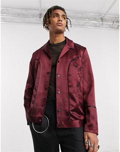 Бордовая куртка Харрингтон в стиле вестерн с вышивкой Asos edition