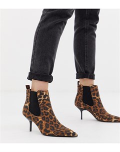 Ботинки челси на каблуке с леопардовым принтом Bershka