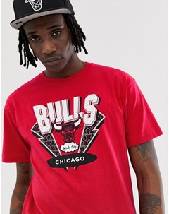 Красная футболка с принтом на груди Chicago Bulls Mitchell and ness