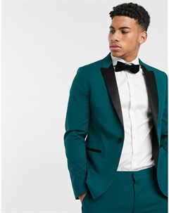 Зеленый приталенный пиджак смокинг Asos design