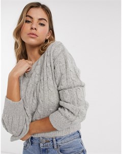 Светло серый вязаный короткий свитер New look