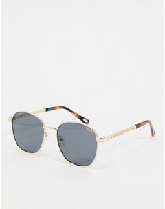 Золотистые круглые солнцезащитные очки с цепочкой Quay australia