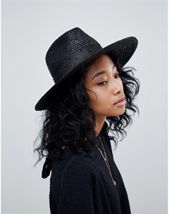 Черная шляпа федора с отделкой бусинами Macy Brixton