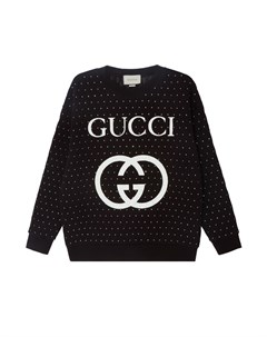 Свитшот со стразами и логотипом Gucci