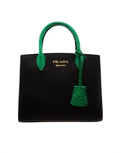Черная сумка с контрастной отделкой Prada