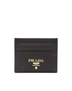 Черная кожаная визитница Prada