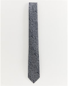 Серый галстук с принтом в виде листьев Burton menswear