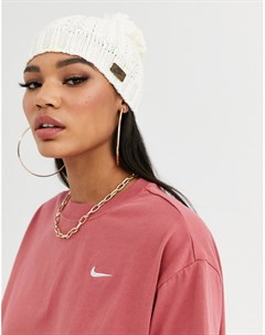 Кремовая шапка бини с помпоном Nike