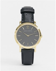 Черные часы 33 мм с кожаным ремешком Larsson & jennings