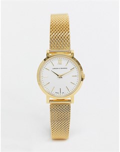 Золотистые часы с сетчатым браслетом Lugano 26 мм Larsson & jennings