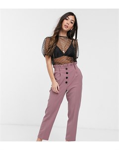 Розовые брюки с присборенным поясом и оборками Miss selfridge petite