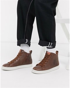 Высокие кожаные кроссовки коричневого цвета Camper