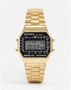 Золотистые цифровые часы Sekonda