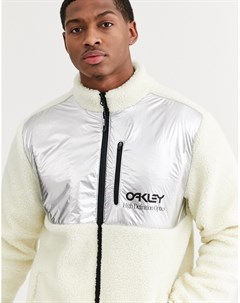 Белый серебристый свитшот с молнией Oakley