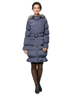 Женское пальто из текстиля с капюшоном отделка блюфрост Мосмеха